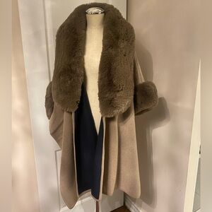 Rachel Zoe Tan and Brown Faux Fur Cape